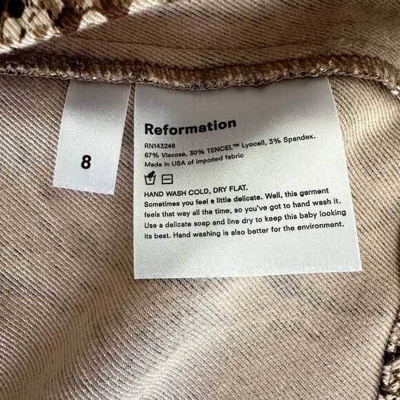 Reformation Jaime Snake Skin Print Mini Skirt in Brown - Picture 4 of 6